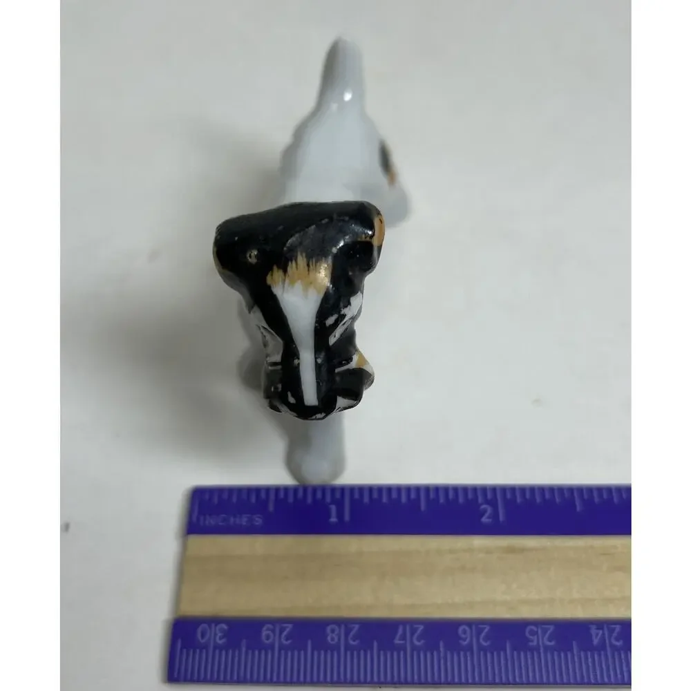 Vtg Black & White Terrier Dog Porcelain 3